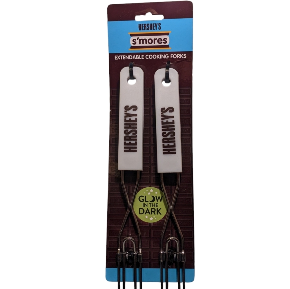 Hershey S'mores Glow In The Dark Extendable Cooking Forks Set of 2 NWT